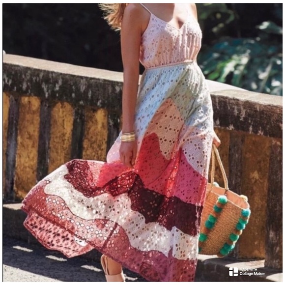 Anthropologie Dresses & Skirts - Anthropologie Raga Sleeveless Tiered Eyelet Maxi Dress Size L
